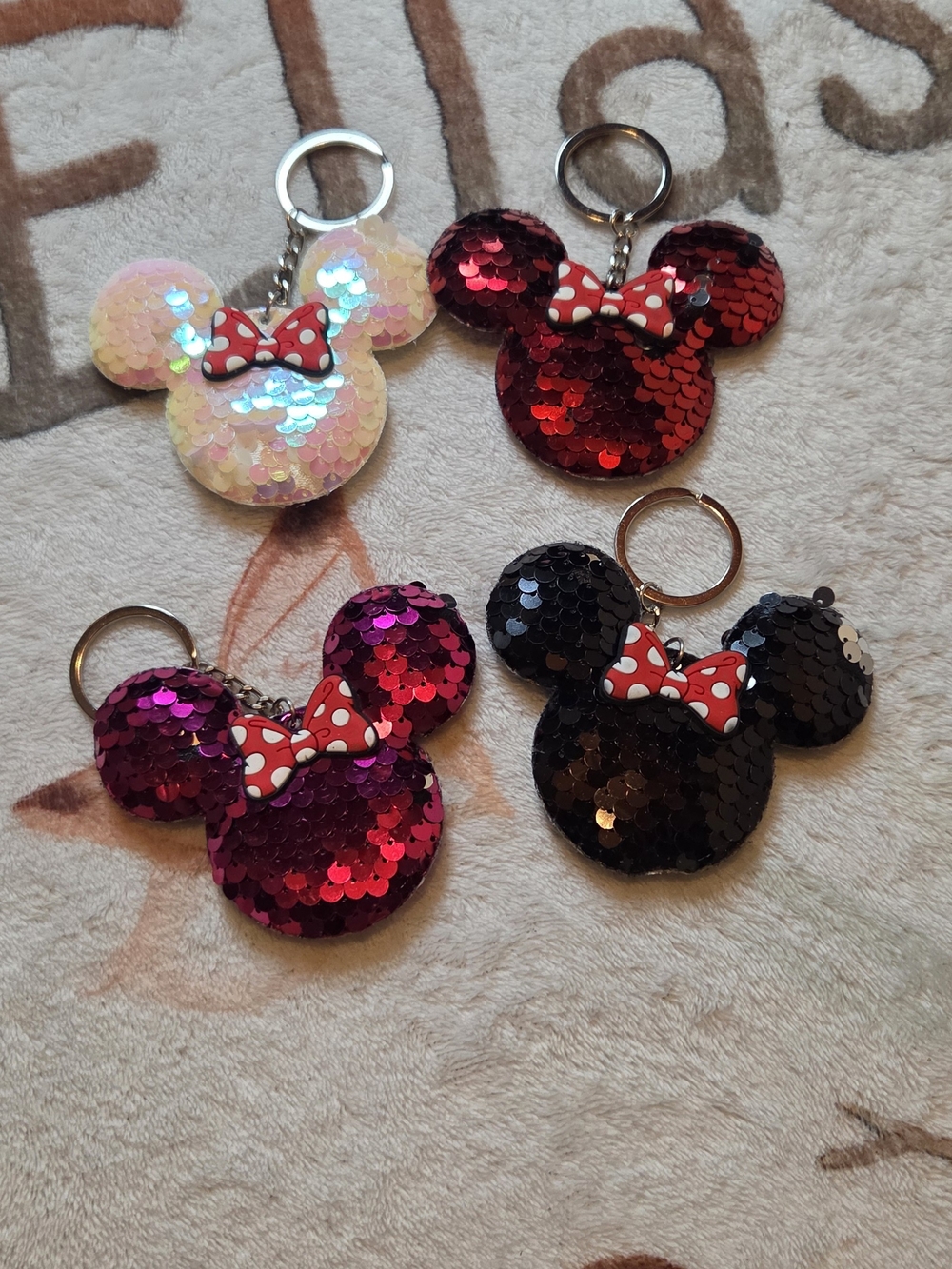 12 Sequin Minnie Mouse Keychain - Assorted Colors